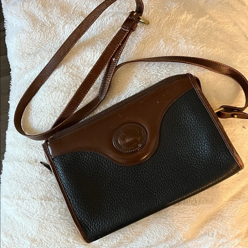 Rare Vintage Dooney & Bourke Purse Bl/Br 1981 All-weather Leather Collection